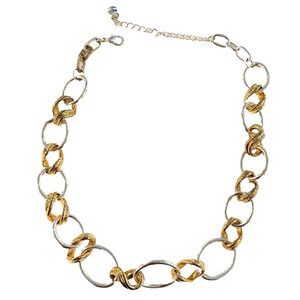 Chunky heavy Silver and gold 18" chain necklace